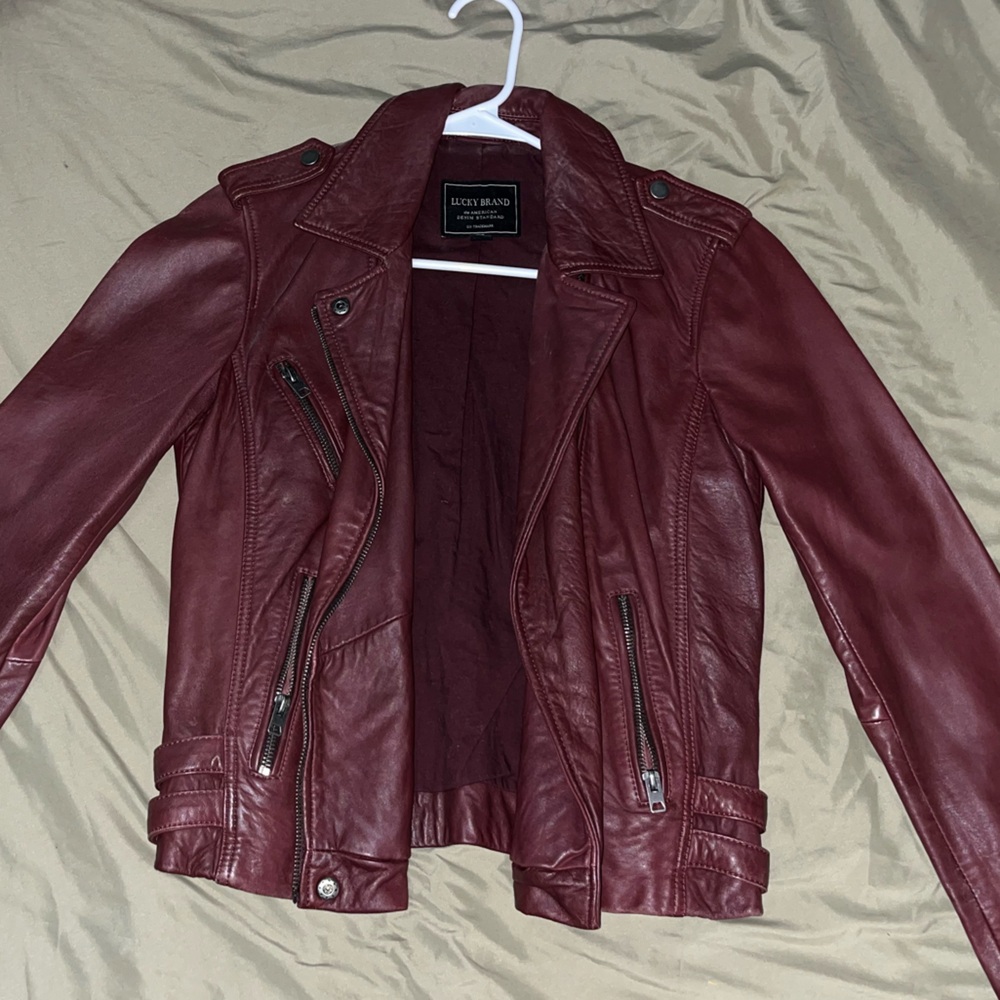 Lucky Brand Dark Red Leather Jacket